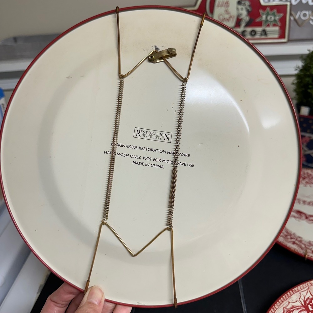 Restoration Hardware 2003 Vintage Holiday Christmas Tin Plates Decor 4 Piece Set - Picture 6 of 9